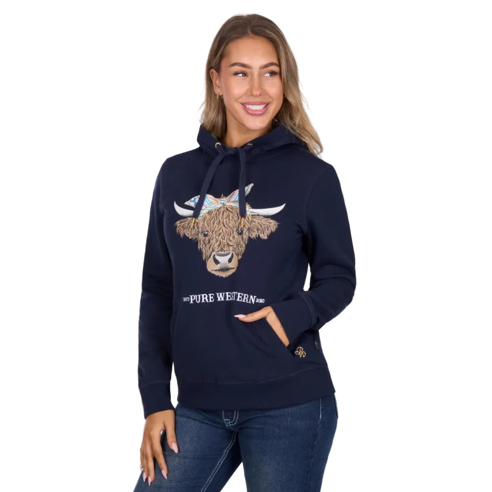 Pure Western Womens Hoodie | Tania | Navy
