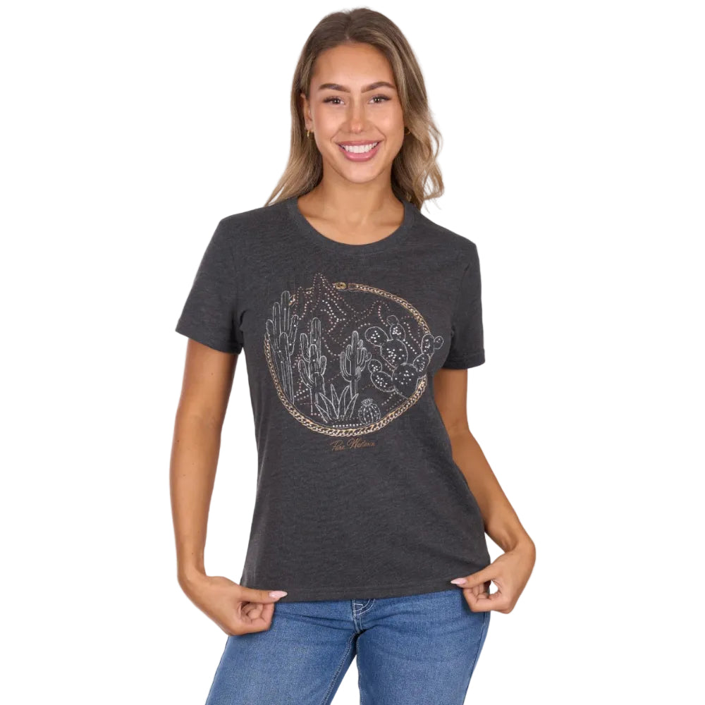 Pure Western Womens T-Shirt | Destiny | Charcoal Marle