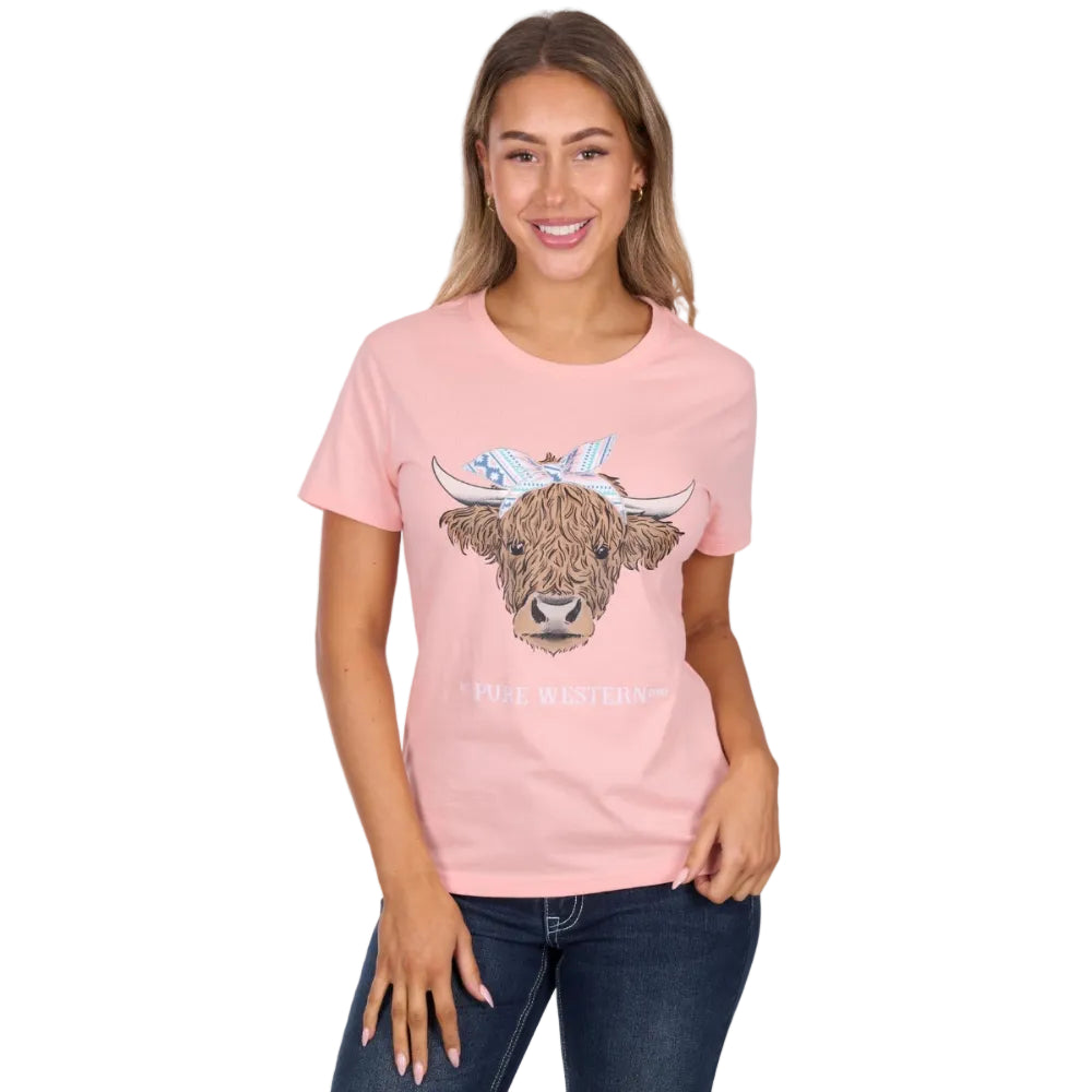 Pure Western Womens T-Shirt | Estelle | Peach