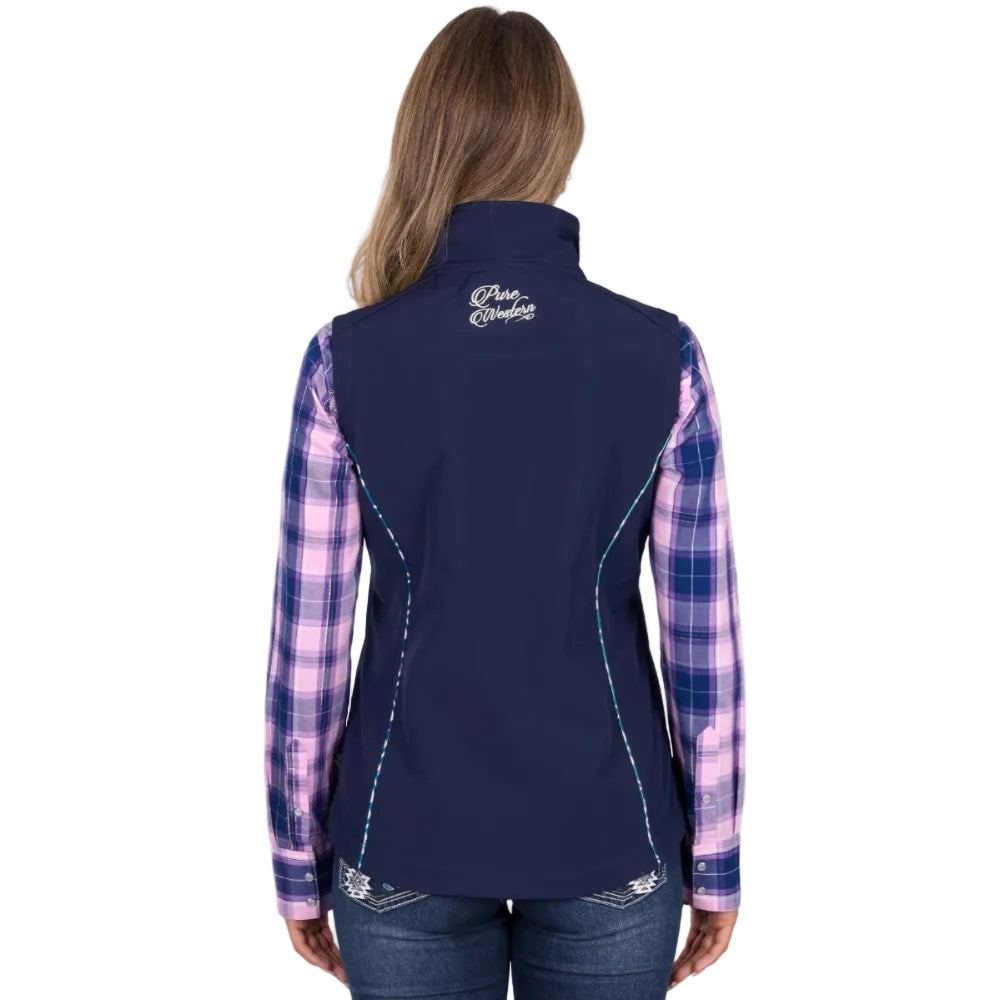 Pure Western Womens Vest | Corine Softshell | Navy