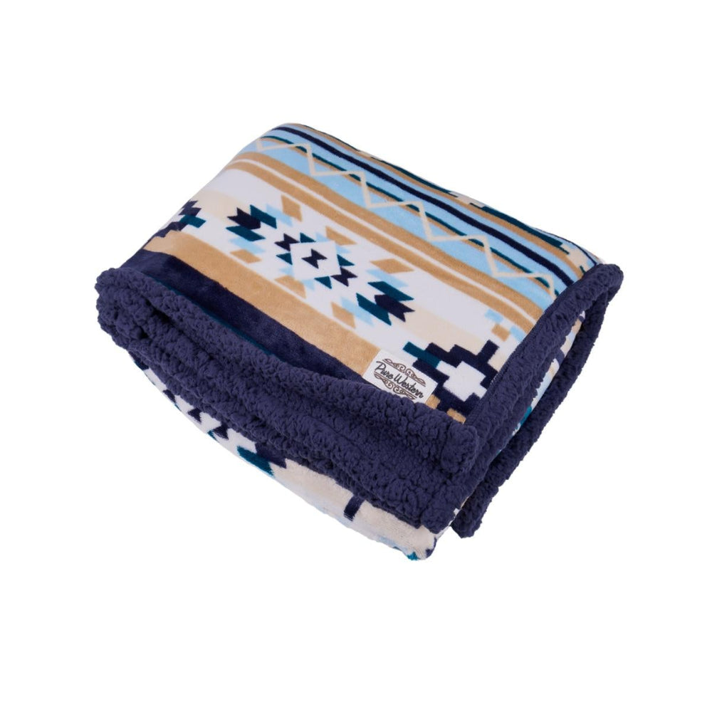 Pure Western Snuggle Rug | Aztec Print | Natural / Blue