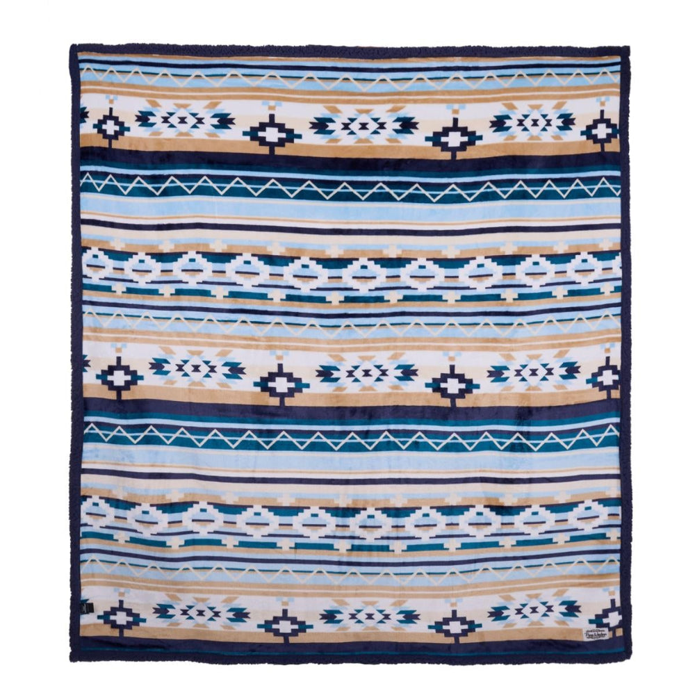 Pure Western Snuggle Rug | Aztec Print | Natural / Blue