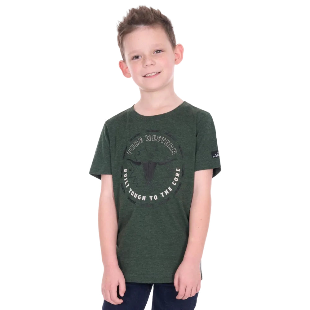 Pure Western Boys T-Shirt | Oscar | Green Marle