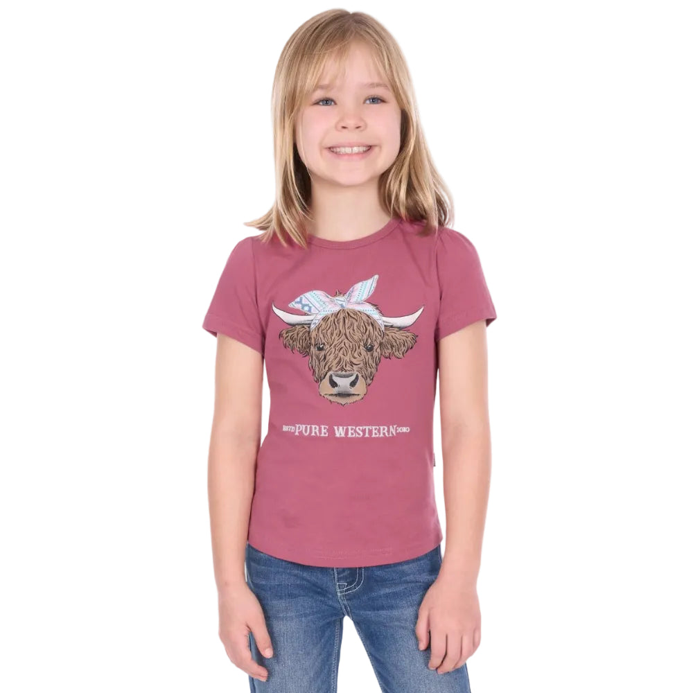 Pure Western Girls T-Shirt | Estelle | Raspberry