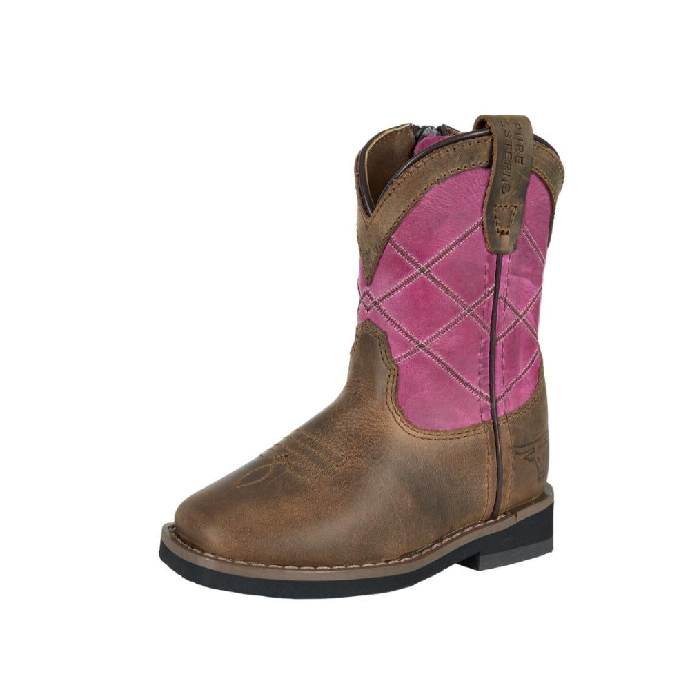 Pure Western Toddlers Boots | Hattie | Bark / Pink