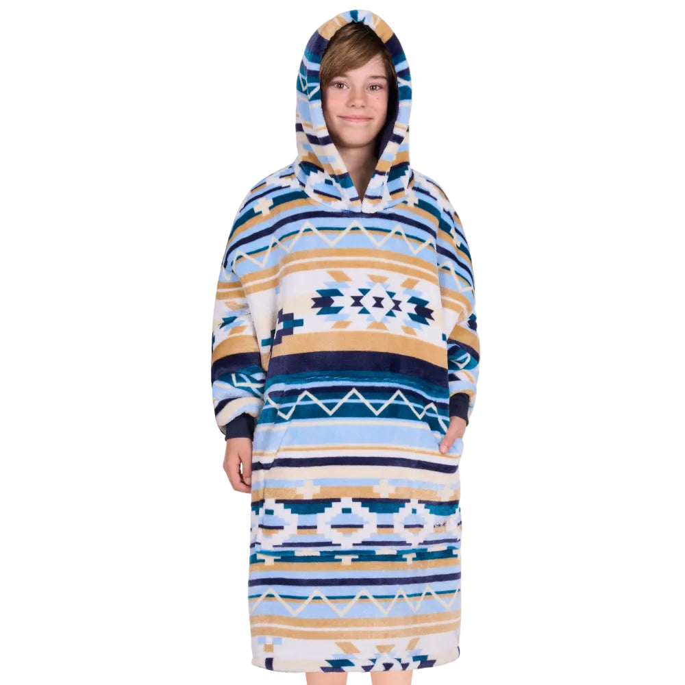 Pure Western Kids Snuggle Hoodie | Aztec | Natural / Blue