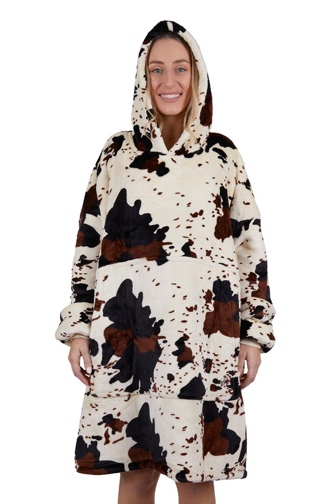 Pure Western Snuggle Hoodie | Cow Print