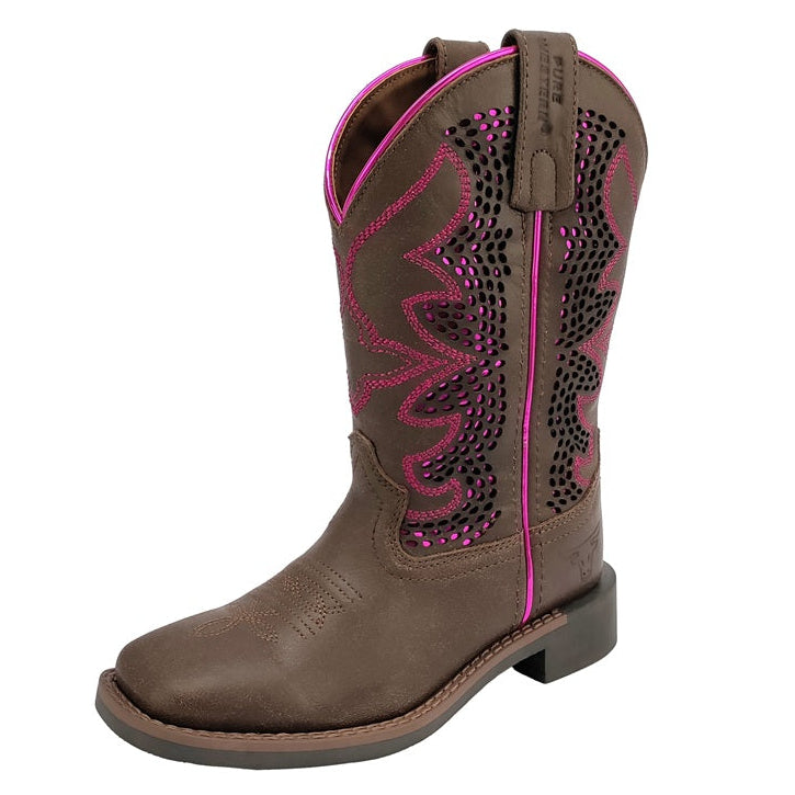 Pure Western Childrens Boot | Abby | Brown / Fuchsia