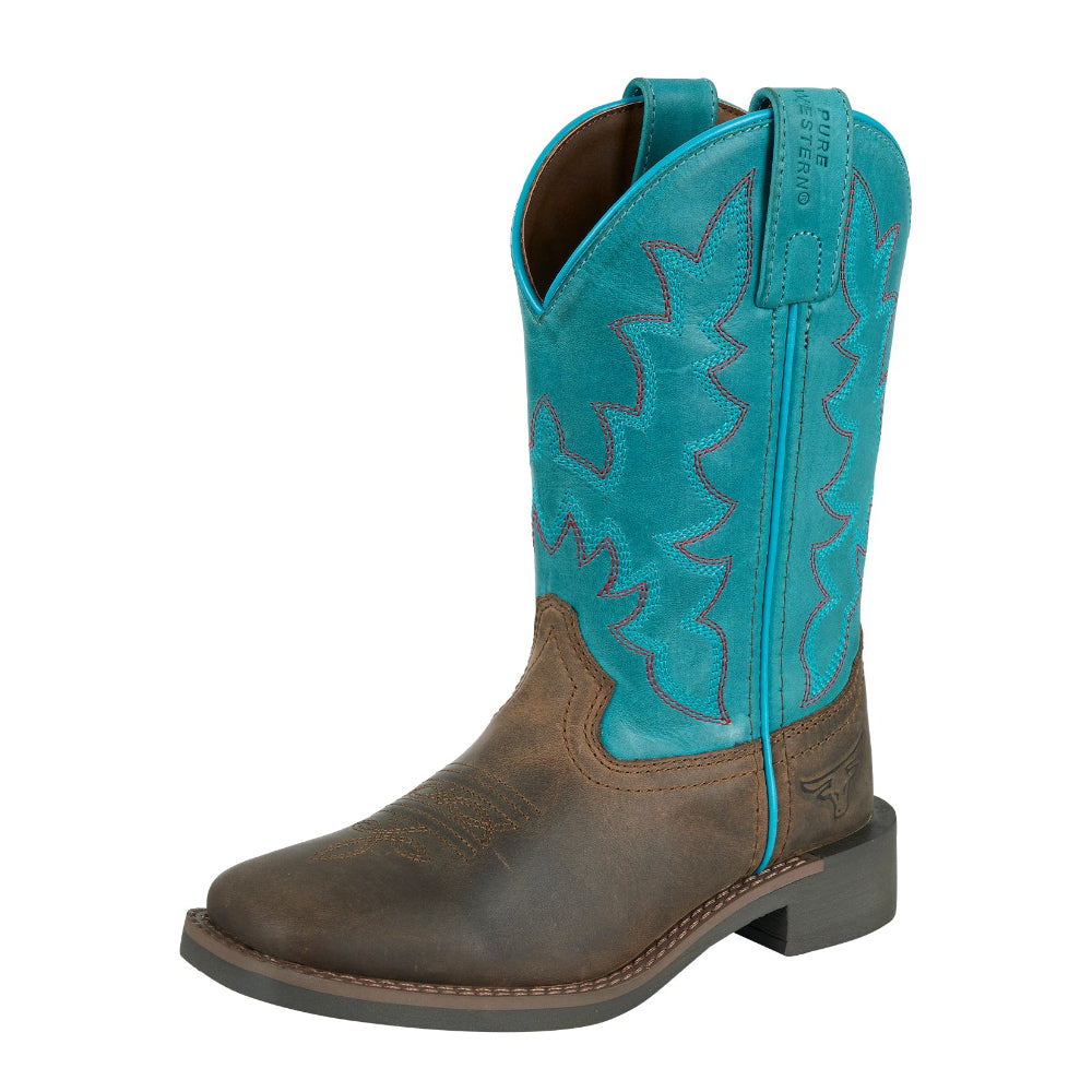 Pure Western Kids Boot | Andi | Bark/Turquoise