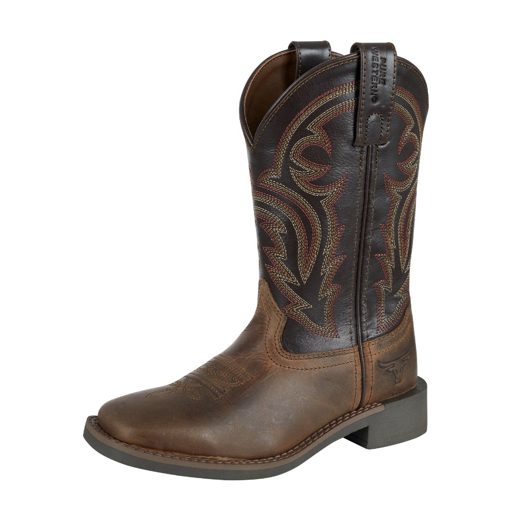 Pure Western Kids Boot | Carter | Brown/Choc