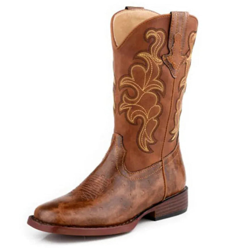 Roper Kids Boots | Quills | Cognac Ostrich Print