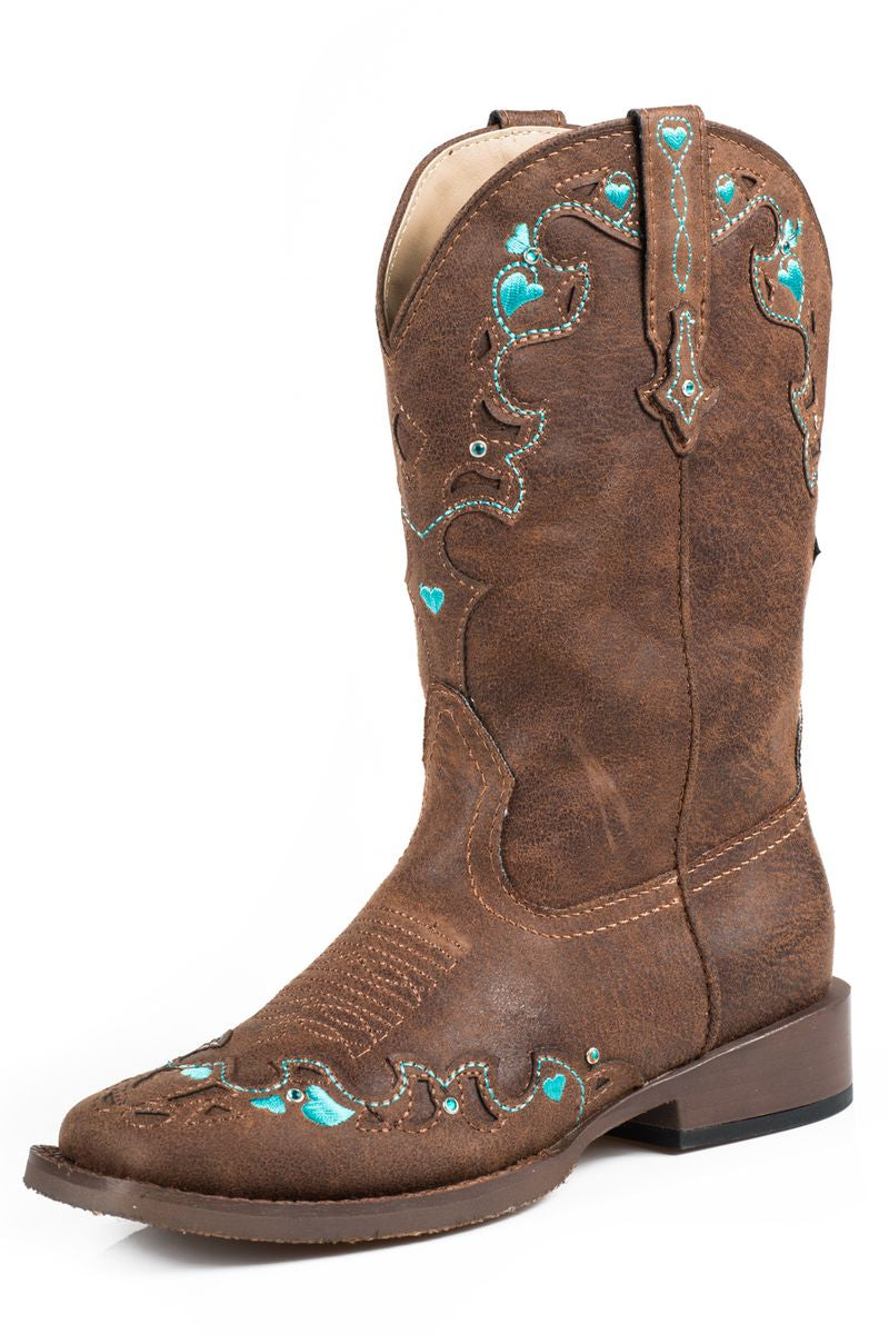 Roper Kids Western Boots | Hearts | Brown