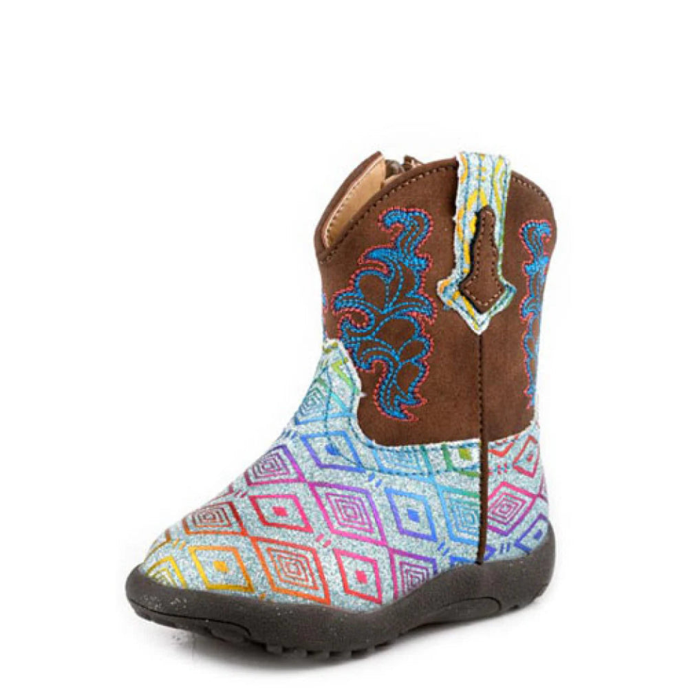 Roper Infant Boots | Maya | Blue Aztec Glitter / Brown