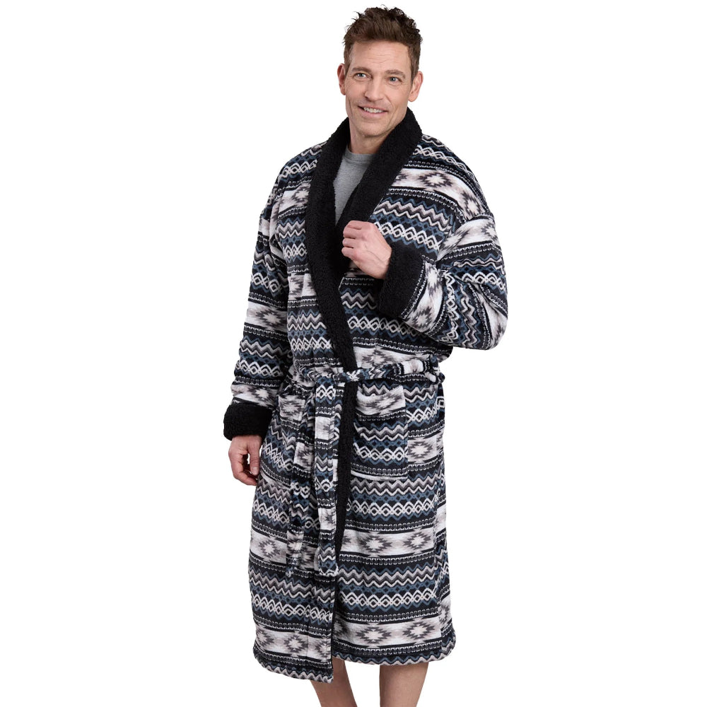 Roper Mens Fleece Robe | Aztec Black