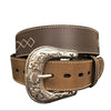Roper Mens Belts | 1.5 inch Bridle Leather Western Stitch | Brown