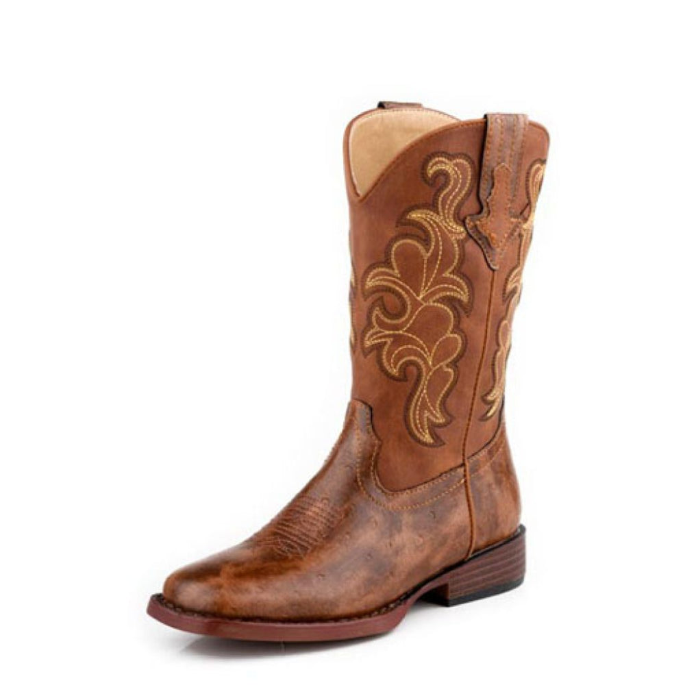 Roper Infant Boots | Quills | Cognac Ostrich Print