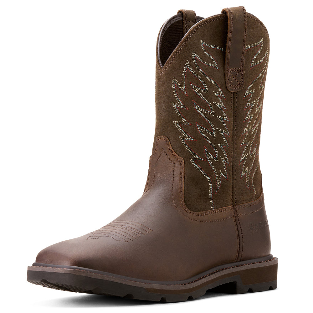 Ariat Mens Western Boots | Goundbreaker Wide Square Toe | Brown
