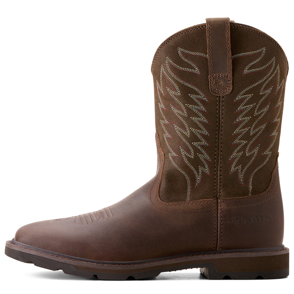 Ariat Mens Western Boots | Goundbreaker Wide Square Toe | Brown