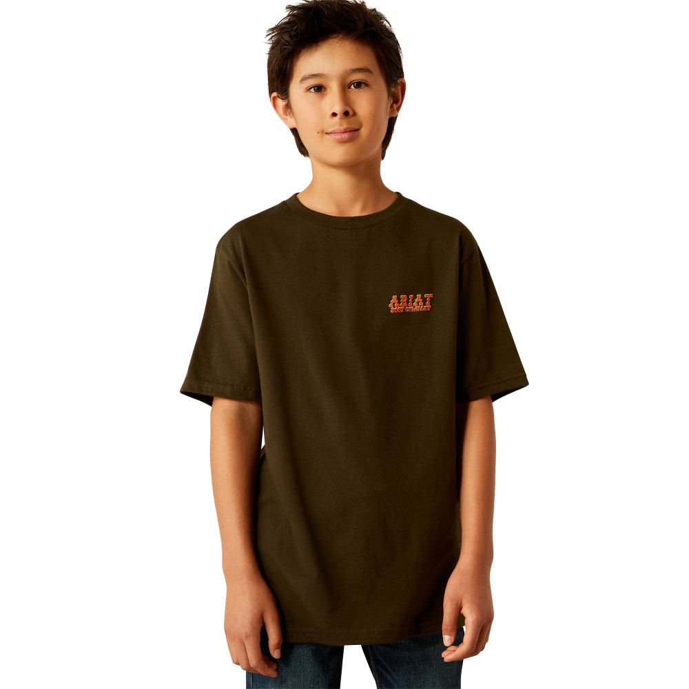 Ariat Boys T-Shirt | Armadillo On A Half Shell | Dark Olive