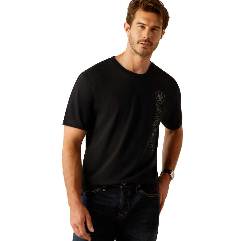 Ariat Mens T-Shirt | Vertical Logo | Black / Ebony Black
