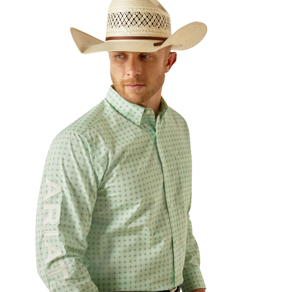 Ariat Mens Shirt | Team Pierson | Light Green / White