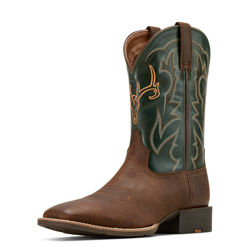 Ariat Mens Western Boots | Sport Outdoor | Brown Oiled Rowdy / Tack Green