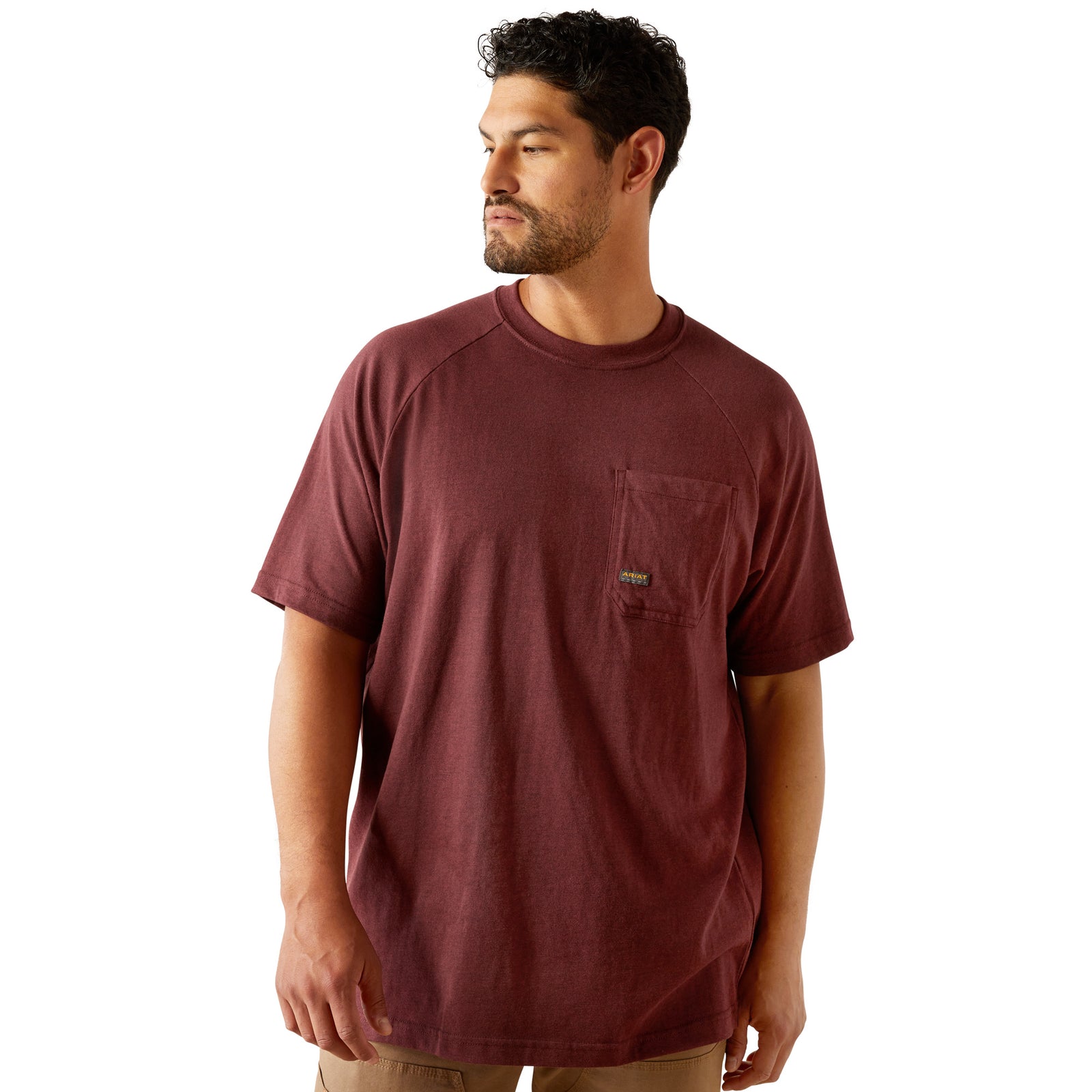Ariat Mens T-Shirt | Rebar Cotton Strong Hardhead | Malbec Heather