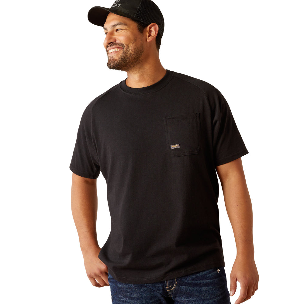 Ariat Mens T-Shirt | Rebar Cotton Strong Workhog | Black