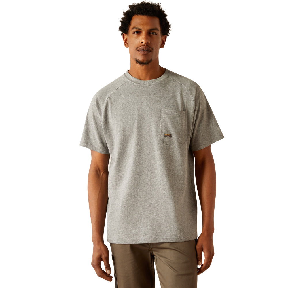 Ariat Mens T-Shirt | Rebar Cotton Strong Workhog | Medium Heather Grey