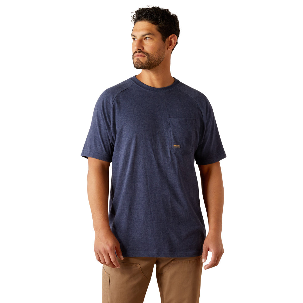 Ariat Mens T-Shirt | Rebar Cotton Strong Logo | Navy