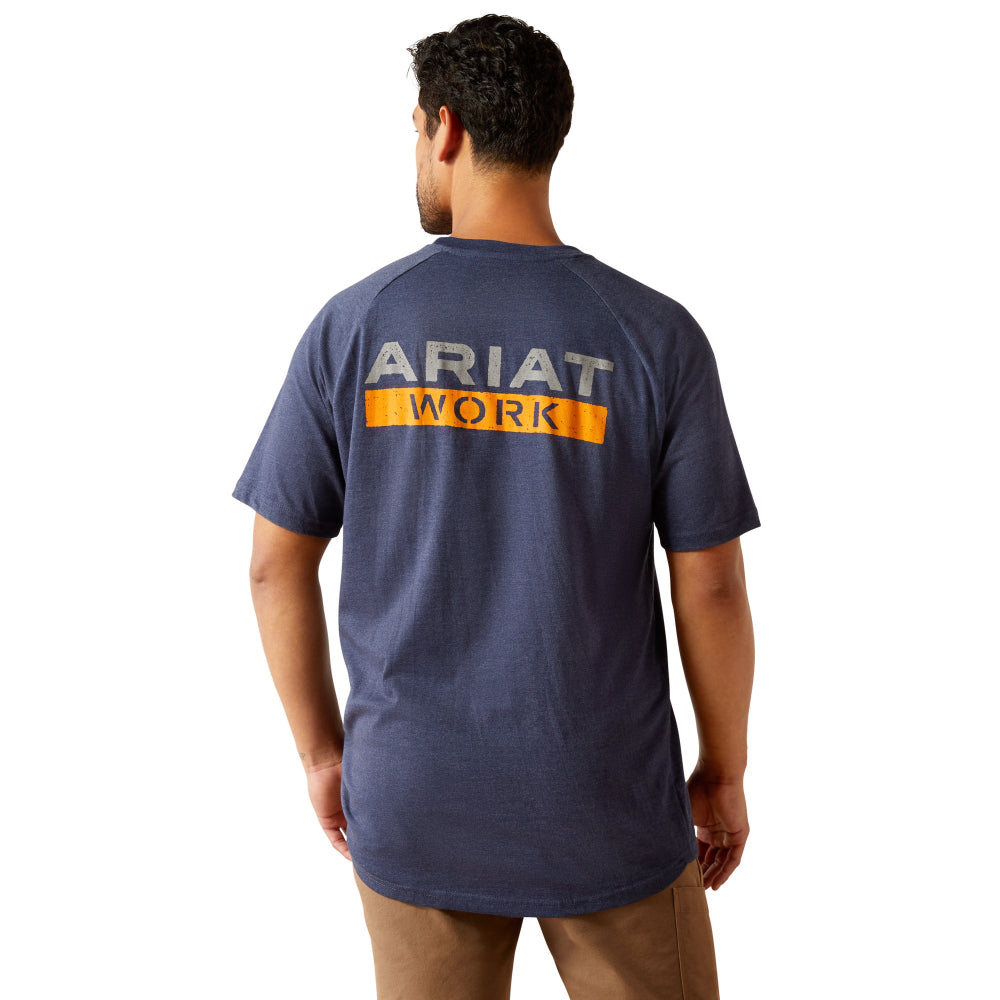 Ariat Mens T-Shirt | Rebar Cotton Strong Logo | Navy