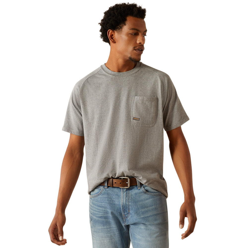 Ariat Mens T-Shirt | Rebar Cotton Strong Buddy | Medium Heather Grey