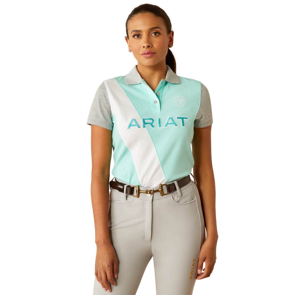 Ariat Womens Polo | Taryn | Beach Glass / Electric Green
