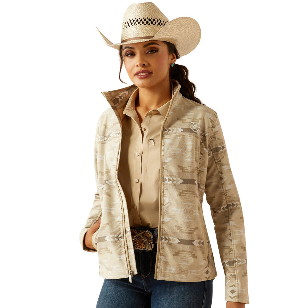 Ariat Womens Softshell Jacket | New Team | Sandstone / Southwest Print