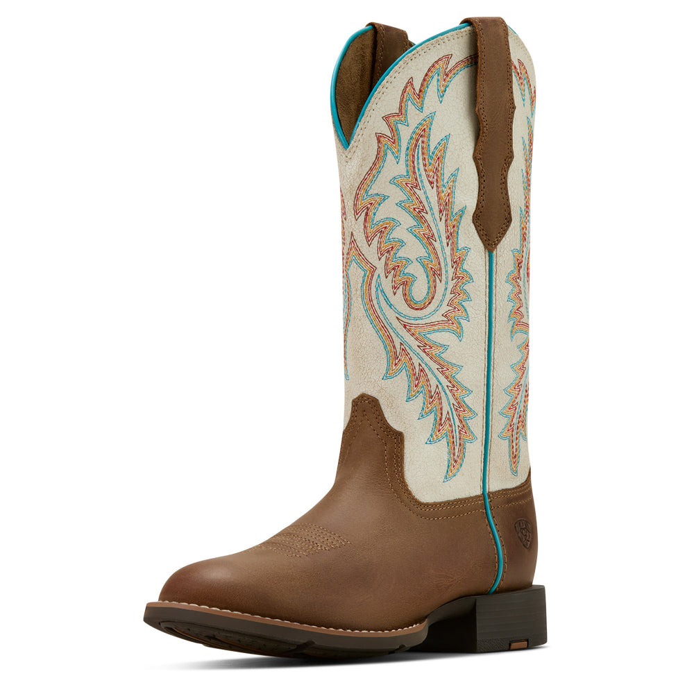 Ariat Womens Western Boots | Round Up W Toe Stretchfit | Sandstorm / Distressed Ivory
