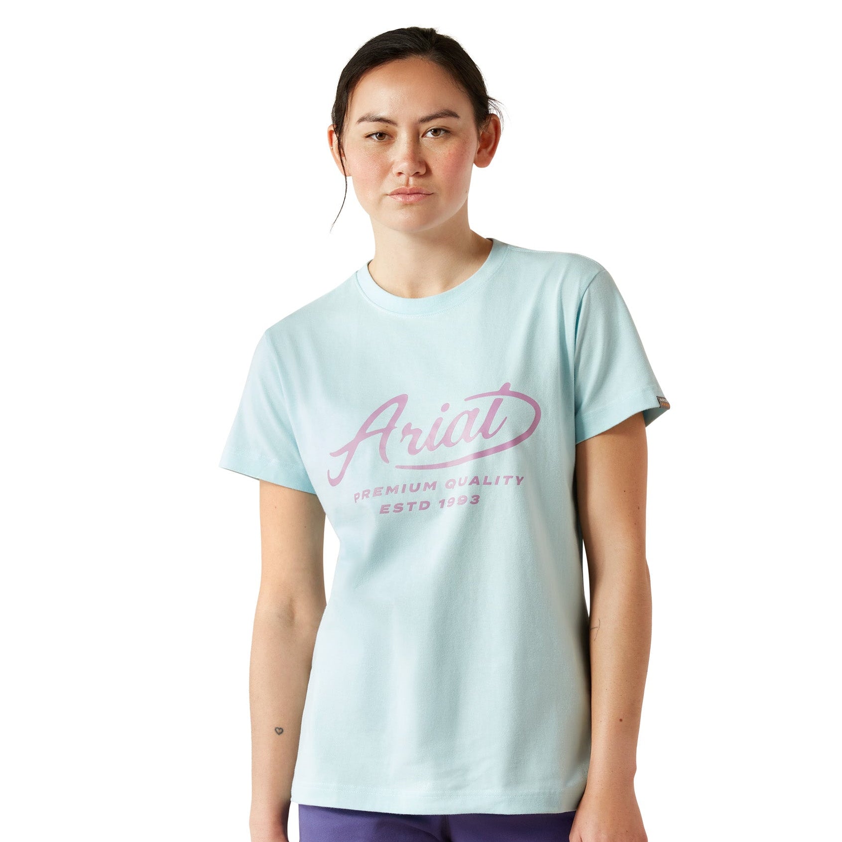 Ariat Womens T-Shirt | Rebar Cotton Strong Worldwide | Aquatic