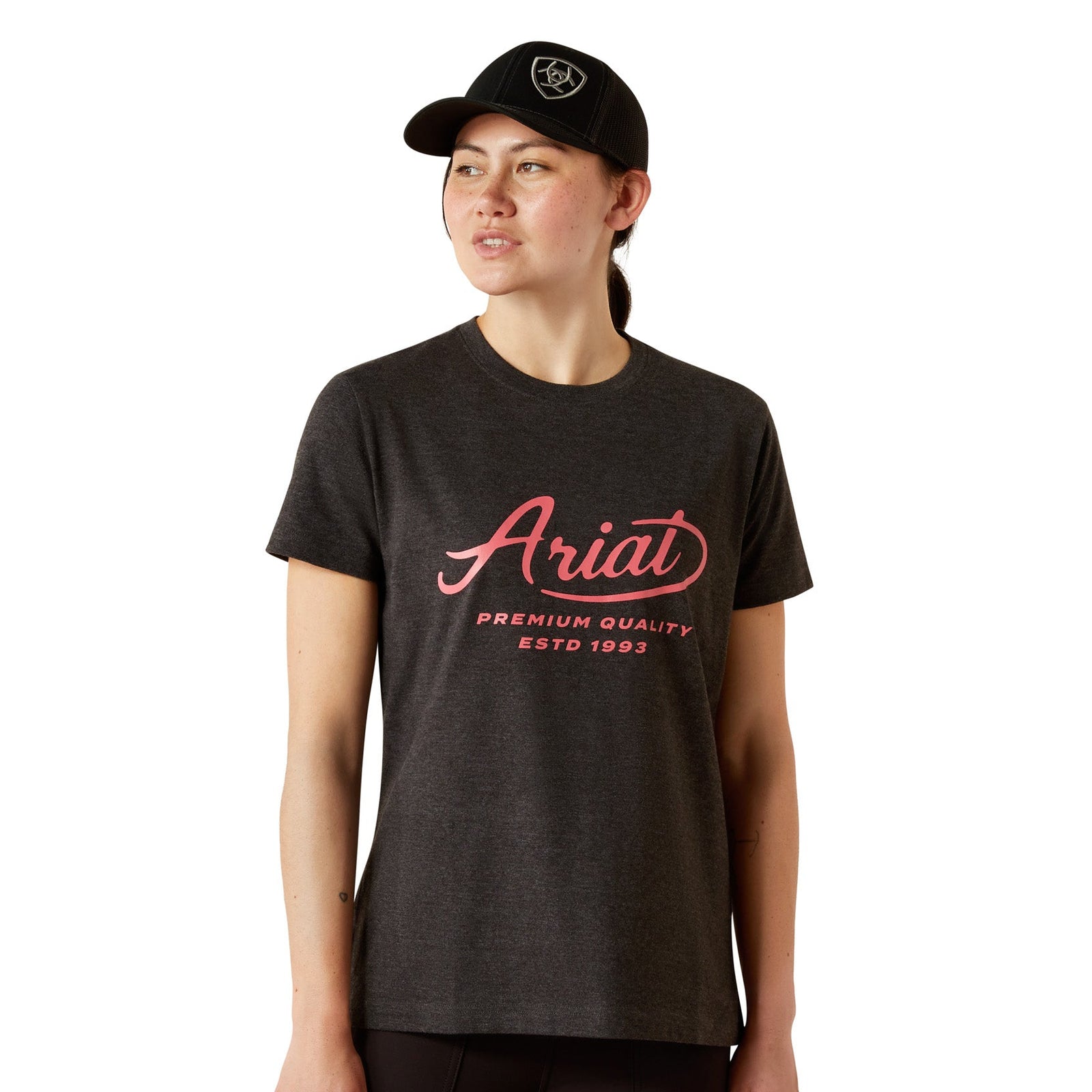 Ariat Womens T-Shirt | Rebar Cotton Strong Worldwide | Charcoal Heather