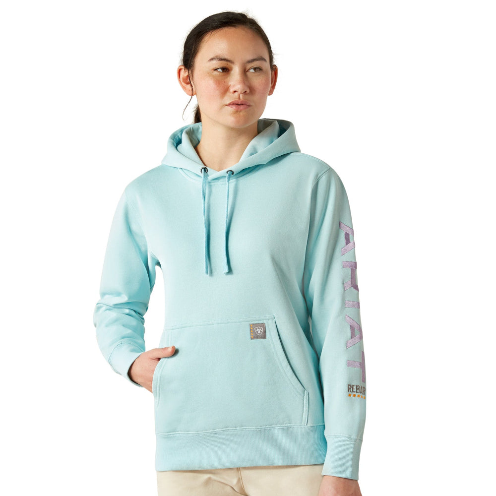 Ariat Womens Hoodie | Rebar Graphic | Aquatic / Pastel Lilac