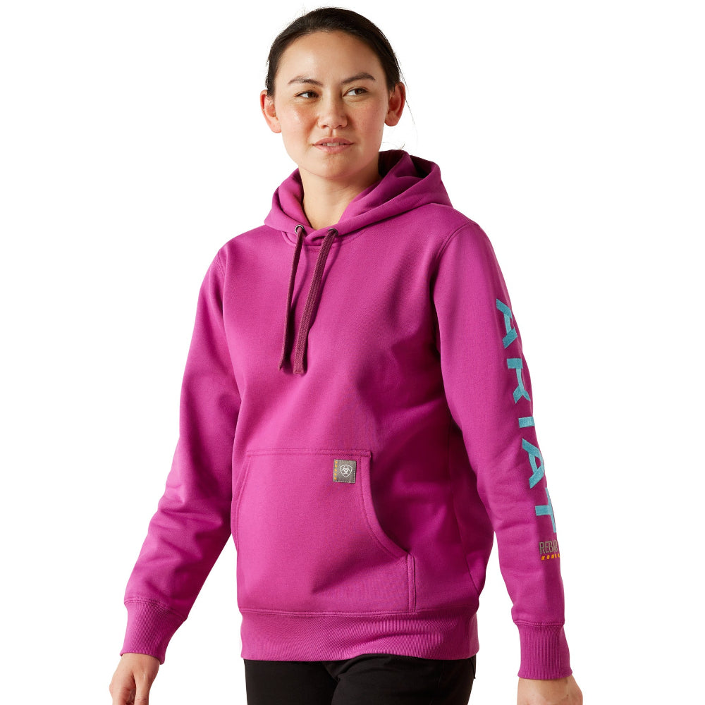 Ariat Womens Hoodie | Rebar Graphic | Willowherb / Maui Blue
