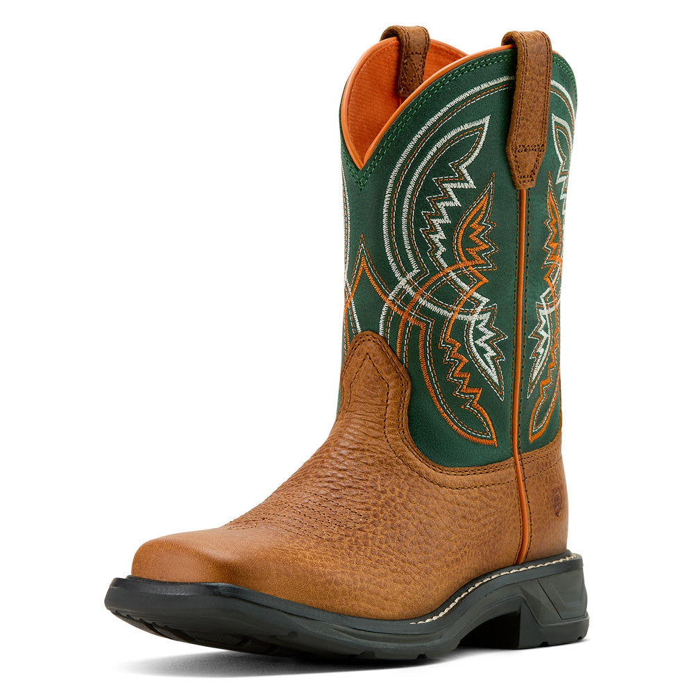 Ariat Youth Western Boots | Workhog XT | Honey Tan / Lucky Clover