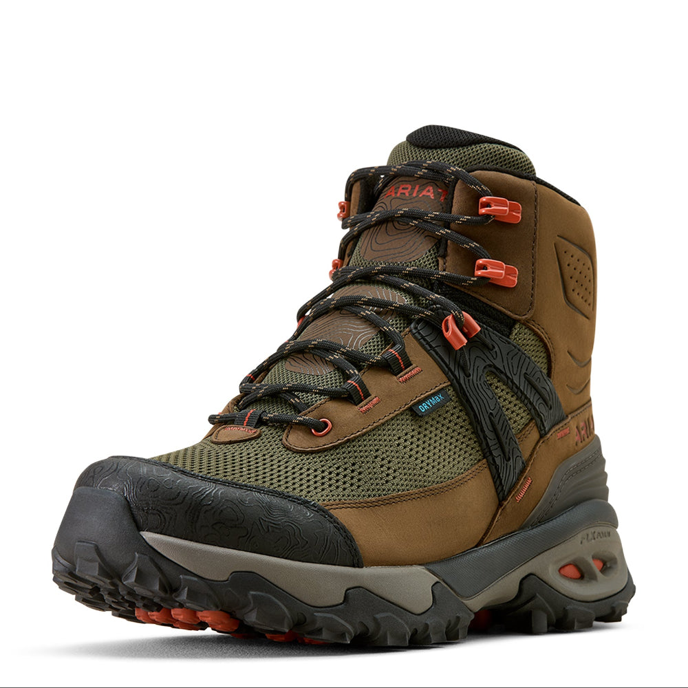 Ariat Mens Shoes | Traverse Mid H2O | Brown Bark / Evergreen