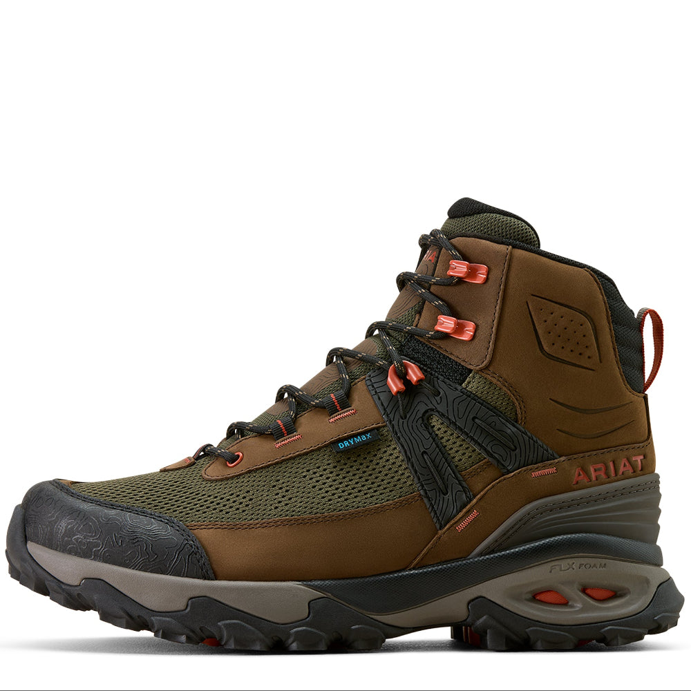 Ariat Mens Shoes | Traverse Mid H2O | Brown Bark / Evergreen