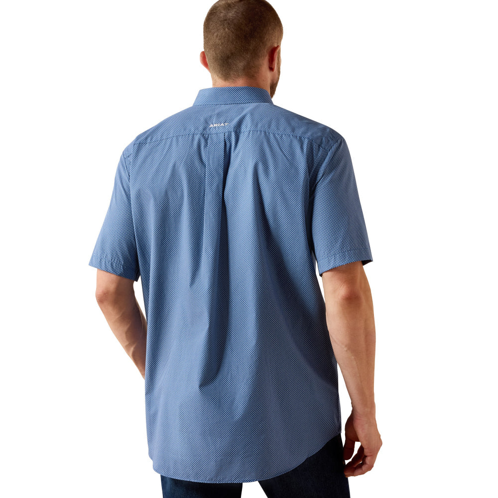 Ariat Mens Shirt | Wrinkle Free Case | Ensign Blue Geo Print