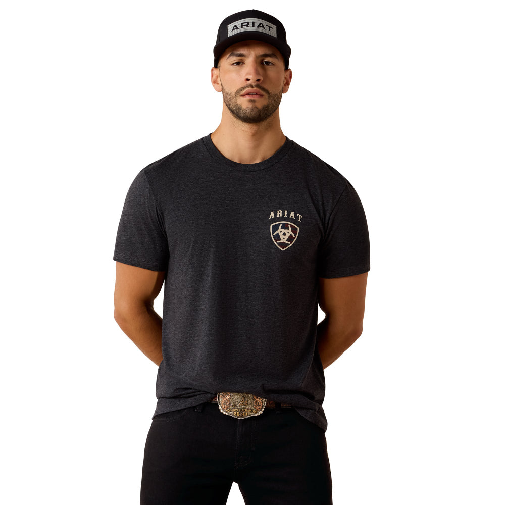 Ariat Mens T-Shirt | America Bison | Charcoal Heather