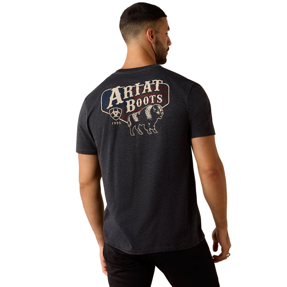 Ariat Mens T-Shirt | America Bison | Charcoal Heather