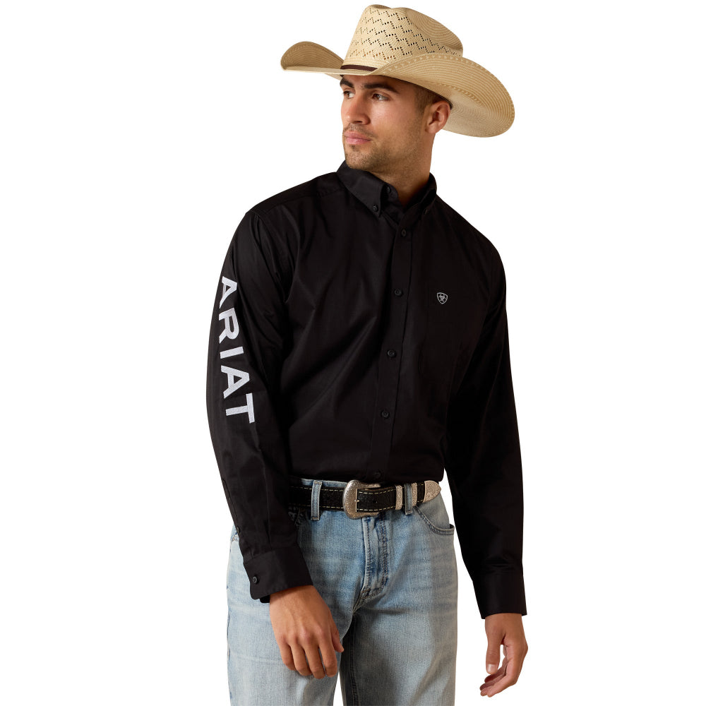 Ariat Mens Team Shirt | Logo Lightweight Twill | Black / Grey