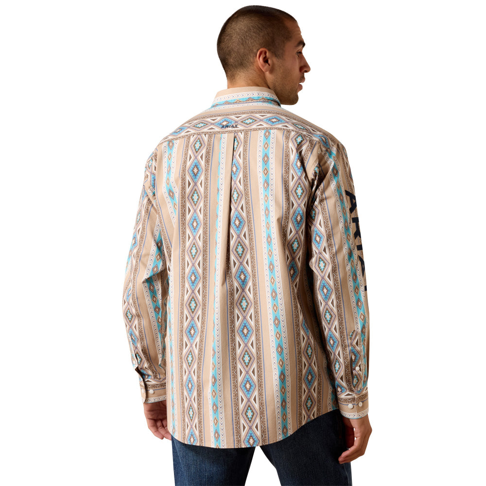 Ariat Mens Team Shirt | Westlee Classsic Fit | Khaki / Turquoise