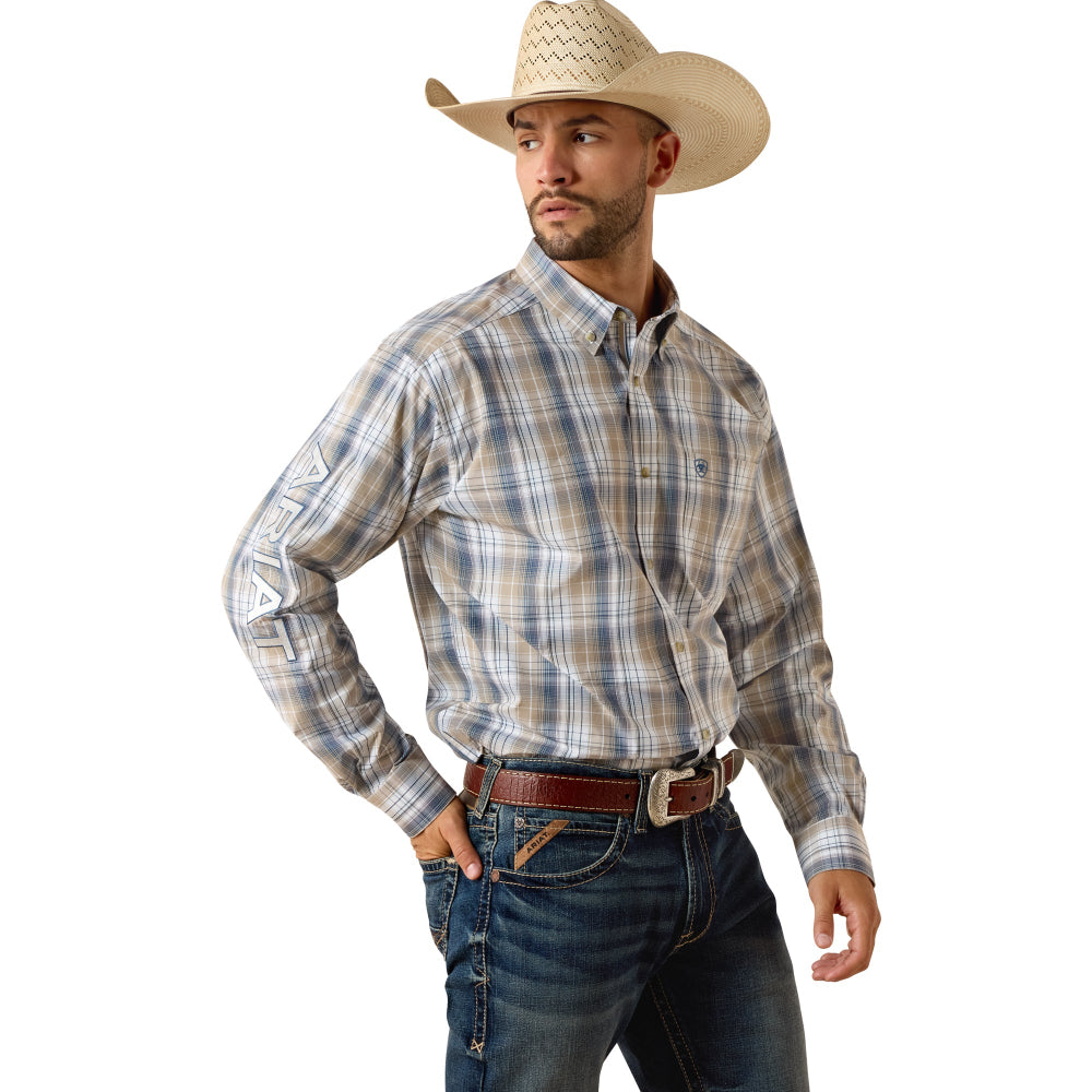 Ariat Mens Team Shirt | Pierre Classsic Fit | Khaki / White