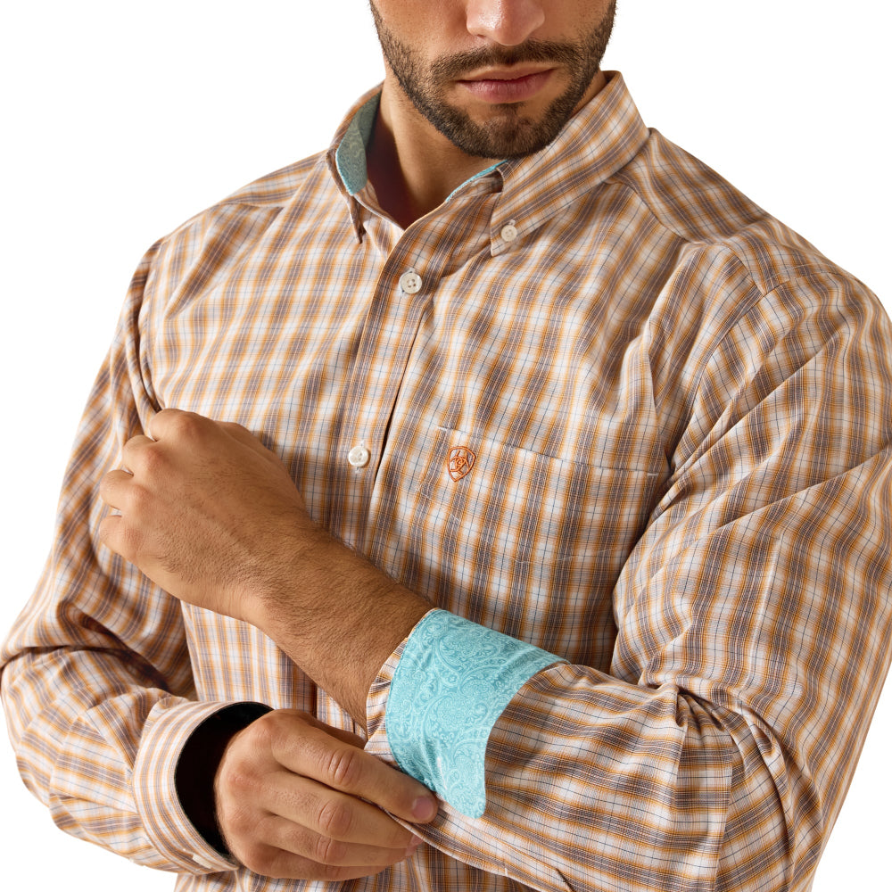 Ariat Mens Shirt | Wrinkle Free Ayden Fitted | Golden Oak Plaid