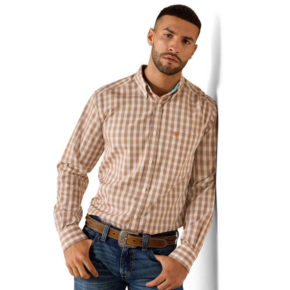 Ariat Mens Shirt | Wrinkle Free Ayden Fitted | Golden Oak Plaid